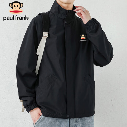 Paul Frank Jacket Men's Spring and Autumn Casual Jacket Men's Solid Color Top Trendy Brand Versatile Windproof Men's Black L