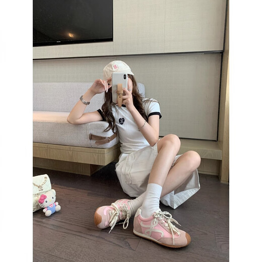 7cm Version haut de gamme Chaussures blanches jaunes rétro Small Tilted Head Mandarin Duck Shoelace Casual Shoes De Training Chaussures Femmes Forrest Gump Chaussures 6629 Red Hauteur 7cm 33