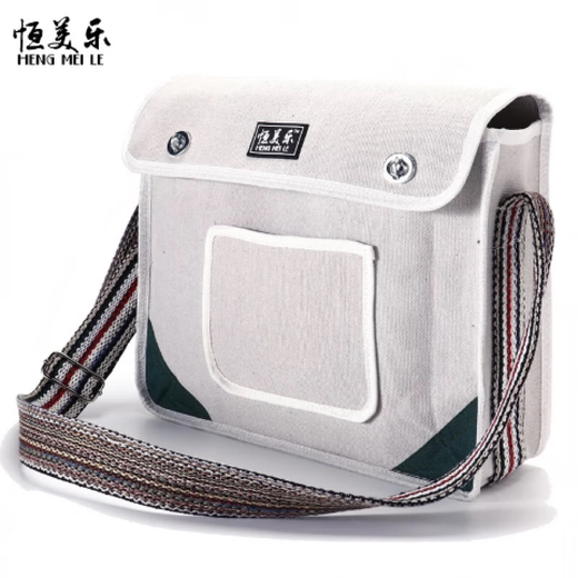 Meikejie one-shoulder thickened construction site wear-resistant white multi-functional bricklayer repair tool bag canvas white 40*12*30CM