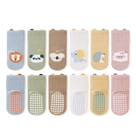 Spring and autumn floor socks for children, babies, newborns, infants and toddlers, non-slip, boys and girls, children's cotton socks, brown koala, 1 pair, 1-3 years old, M size, 1-3 years old
