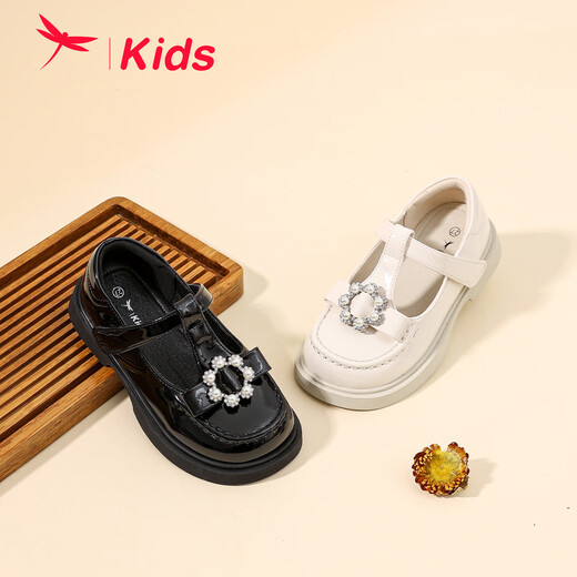 红蜻蜓女童鞋秋季学院风儿童皮鞋百搭玛丽珍公主单鞋Q43BPPY454米色35