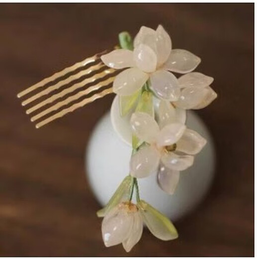 Lingchuan U-shaped hairpin glazed peony flower plate hairpin new Chinese style hairpin headdress forest style super fairy cheongsam national style accessories dark blue hair comb