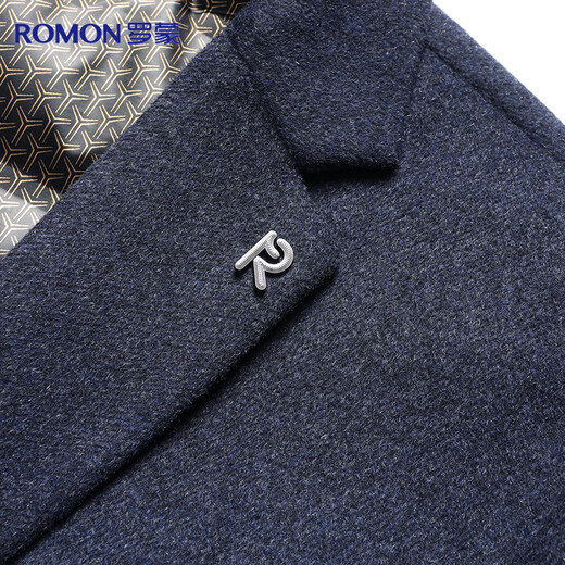 Romon Goose Down Sheep Wool Down Jacket Suit Men's Autumn and Winter Business Casual Woolen Short Single Suit Jacket