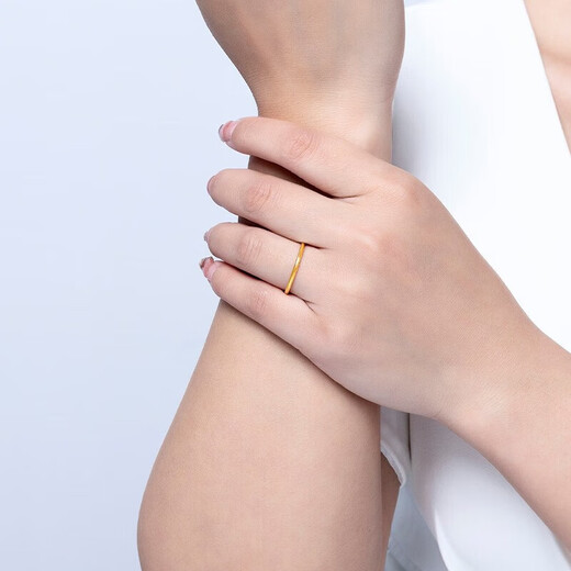 Lingmeng gold ring 999 Sansheng Sanshi couple glossy ring ring 520 gift gold-plated Valentine's Day gift for girlfriend No. 25 pure gold ring 0.3g