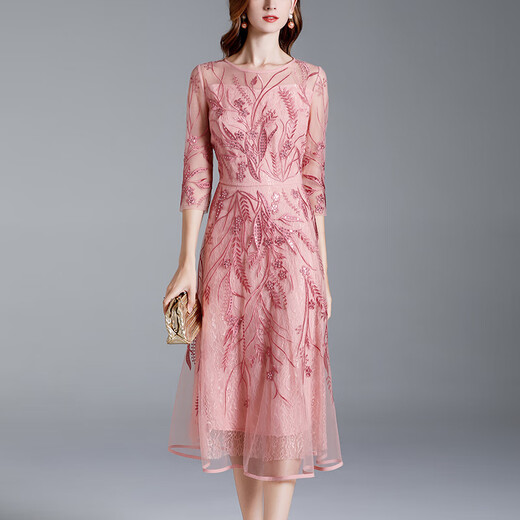 Su Laixi's mother-in-law long wedding banquet fashionable summer dress young style wedding daughter to attend the wedding mother's dress formal occasion pink 3XL