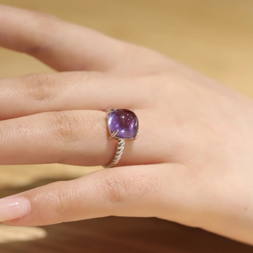 GEM STONE KING 4.42 carat amethyst ring 925 silver new light luxury niche retro ring as a birthday gift for mom, US No. 7