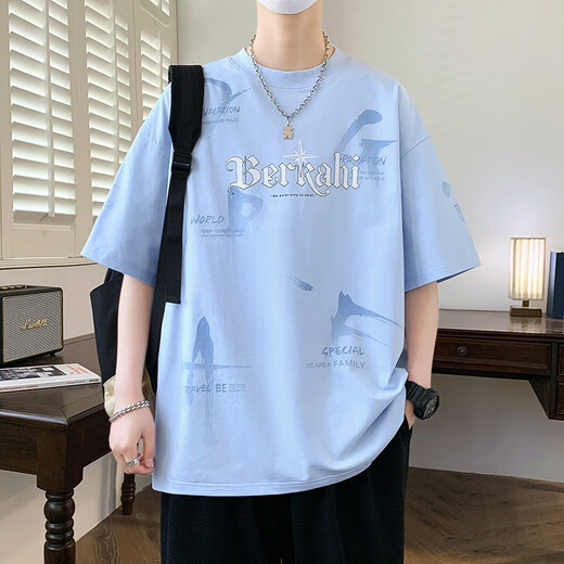 冉艺岚同款夏季短袖恤男孩岁初中学生宽松纯棉上衣青少年大童夏装 695米白单件短袖 品质保证 M 70-90斤左右