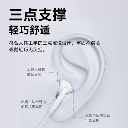 Universal wired earphones Apple type-c/3.5mm round head Wired earphones 3.5mm round mouth ordinary style