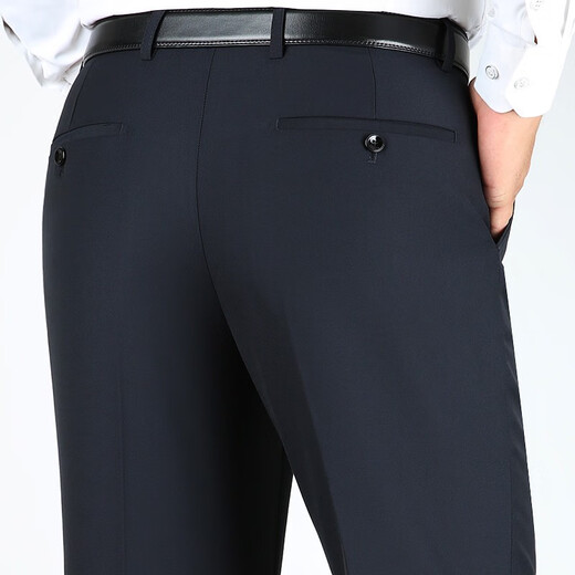 
Tiger City Middle-aged Men's Trousers High-waist Loose Suit Pants Wool Men's Pants No Iron Business Leisure Pants Fall and Winter Thick Style No Pleated Style #9901 Pure Black Autumn and Winter Thick Style Main Selling 29 2 feet 2 Waist Circle