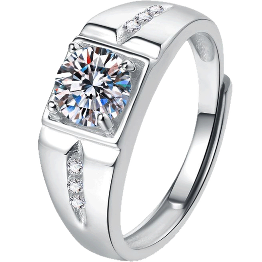 EothPT950 platinum 1 carat moissanite diamond ring for boys open platinum Valentine's Day birthday gift for boyfriend PT950 platinum men's moissanite ring + certificate