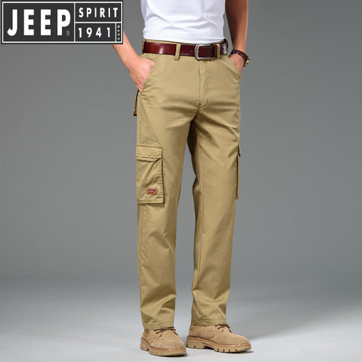 JEEP SPIRIT Jeep Army Green Work Pants Men's Summer Thin Loose Multi-Pocket Straight High-End Casual Pants Spring and Autumn New SG-J9922 Army Green [Pure Cotton] Thin Model 29 [Wait 2 feet 2]
