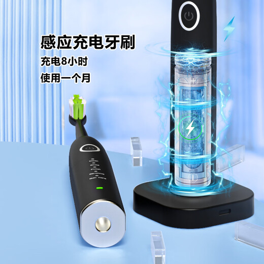 WOWE sonic electric toothbrush, Philips electric toothbrush, wireless induction charging, smart cleaning toothbrush for adult couples, New Year's Day gift for boys and girls, black host + 4 brush heads
