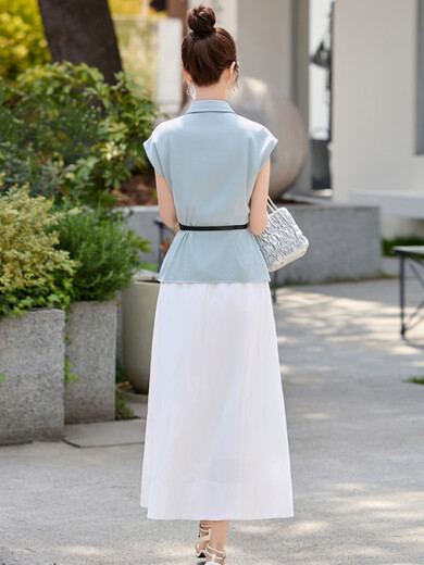 NOSSKISS奢侈高档品牌时尚气质连衣裙女2025夏季新款韩系休闲百搭两件套 黄色 L 建议(110-120斤)