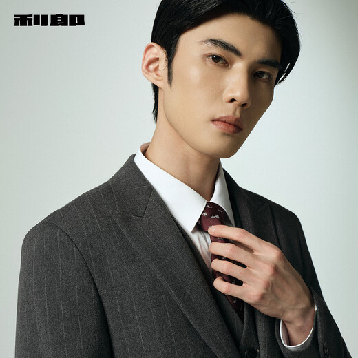 Lilang Brushed Suit Three Piece Men's Hem Hem 25 Autumn Striped Formal Dress Dark Gray 2XL 180/92A