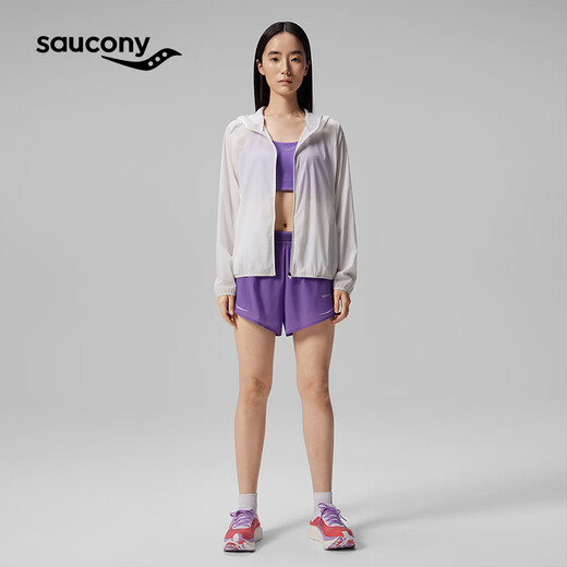 Saucony Sports Windbreaker para mujeres en primavera y verano cómodo y versátil suelto y transpirable protector solar chaqueta tejida de agua avena