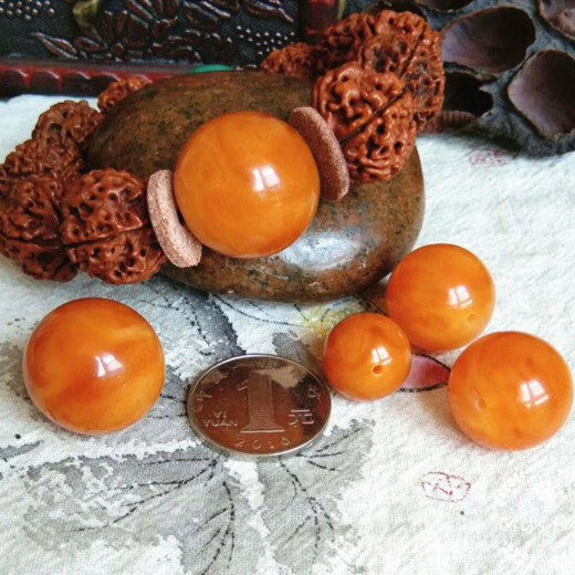 Ruoximeng old beeswax genuine special grade literary beeswax with bead dense wax authentic walnut beeswax loose beads rough stone handheld 16mm single bead