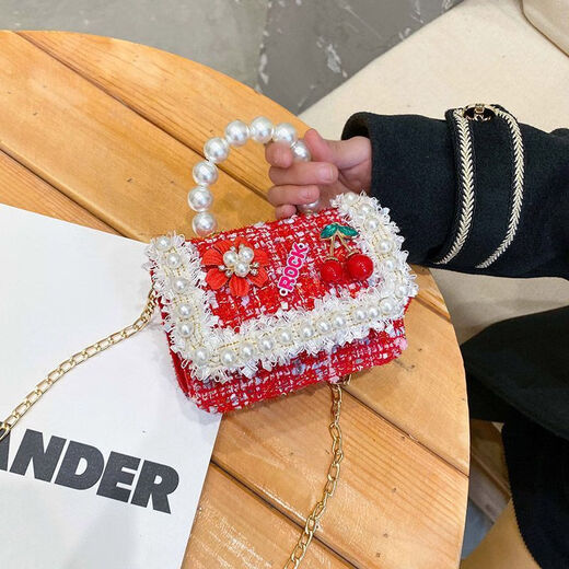 Disney's fashionable princess handbag Internet celebrity little girl mini versatile crossbody bag children's small fragrance style bag 2025 new model 9756 white flowers and red