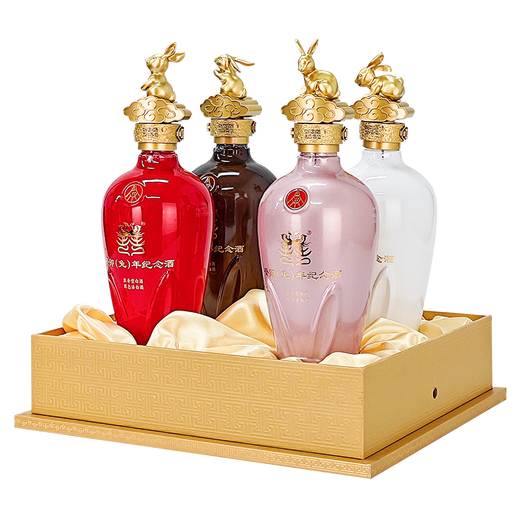 Wuliang Luzhou Wuliangye General Factory Zodiac Commemorative Liquor Luzhou Flavor Liquor Collection One-year-old New Year's Gift High-end Gift Box 52 Degrees 500mL 4 Bottles Guimao Year of the Rabbit