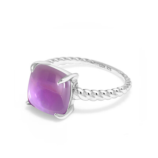 GEM STONE KING 4.42 carat amethyst ring 925 silver new light luxury niche retro ring as a birthday gift for mom, US No. 7