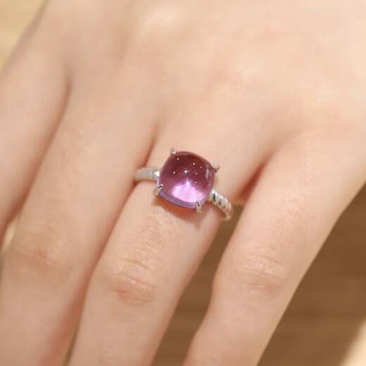 GEM STONE KING 4.42 carat amethyst ring 925 silver new light luxury niche retro ring as a birthday gift for mom, US No. 7