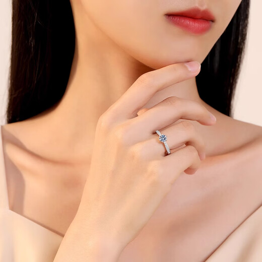PT950 platinum diamond ring 1 carat moissanite diamond ring wedding proposal platinum ring for girlfriend birthday gift light luxury 50 cent moissanite diamond ring live mouth adjustable size