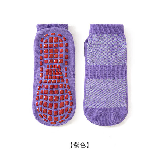 Детские нескользящие носки Feiyuejia для батутов, предназначенные для игровых площадок для взрослых, дошкольного обучения тхэквондо в помещении, летние тонкие напольные носки для взрослых, фиолетовые, черные, серые, синие, желтые и розово-красные, 6 пар, один размер подходит всем (XS) 2-3 года (23-25)