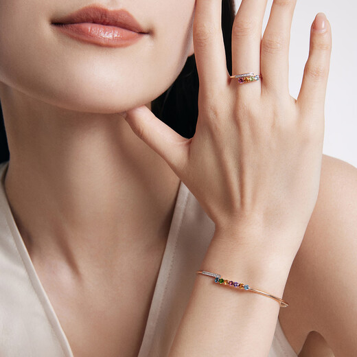 Chow Tai Fook ENZO Rainbow Series 18K Gold Colorful Gemstone Diamond Ring Women’s No. 11