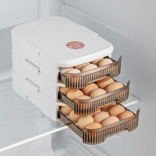 Home Story (KATEI STORY) Japanese egg storage box drawer-type rolling refrigerator egg box food grade egg storage box egg artifact white double layer holds about 42 pieces automatically refills