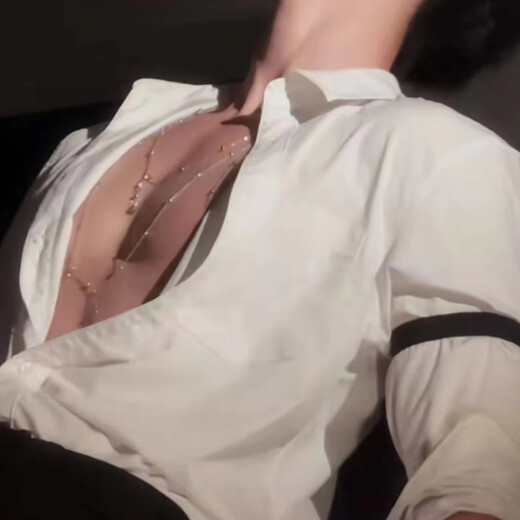 Shixi chest chain men's body chain large size sexy and sexy high-end collar necklace bar decorative chain couple waist chain boys silver chest chain + necklace