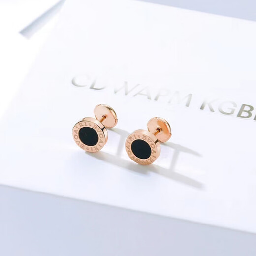 Fat Donglai's same style earrings single 18k gold for men and women 18K gold rose gold silver screw flying saucer round cake shaped ears small rose gold pair with ordinary earplugs This item