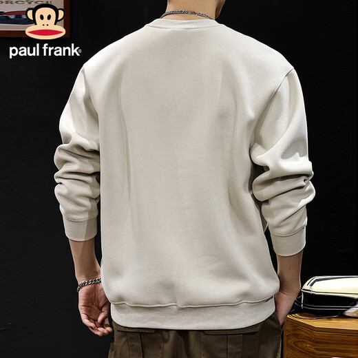 Paul Frank sweatshirt men's autumn and winter heavyweight American print jacket men's casual long-sleeved T-shirt men's apricot XL