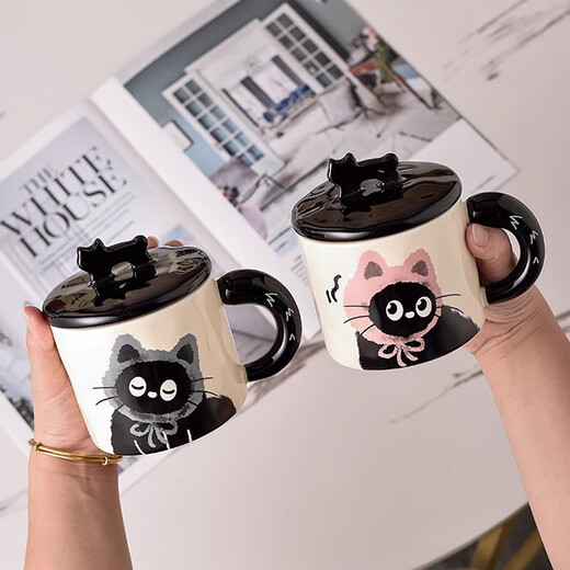 Wilkie Mug Cup Water Cup Ceramic Coffee Cup Ladies Boys Tea Cup Couple Girls Birthday Gift Male New Year Female Blue Hat Cat Gift Box 360ml