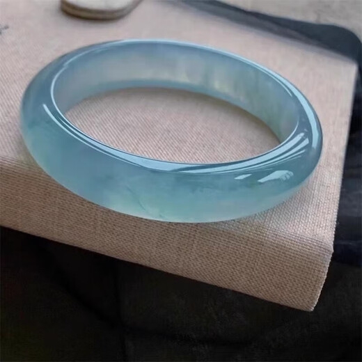 Jade bracelet, jade bracelet, Burmese Laokeng ice waxy bracelet, women's model, oily blue floating flower jade bracelet, authentic peace bracelet, ring mouth 55-56mm