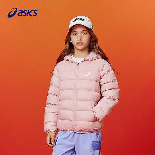 ASICS Children's Wear 25 Years Winter Children's Soft and Comfortable Three-Proof Lightweight Warm Down Jacket High Down Filling Pink Cleanliness 1000-Duck Down 170 Down Filling 109.2g