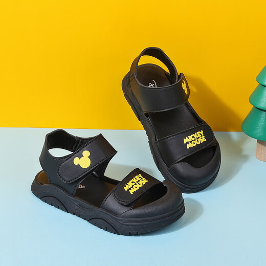 Diney Disney Children's Sandals 2025 Summer Children's Shoes Lightweight Beach Shoes Soft Sole Outdoor Non-Slip Sandals Black 36