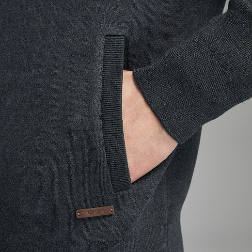 YOUNGOR sweater men's wool blended stand-up collar sweater jacket cardigan suede plump warm and comfortable 2025 new product dark gray VWHW619962CLA XL 110cm (recommended 165-180Jin Jin equals 0.5 kg)