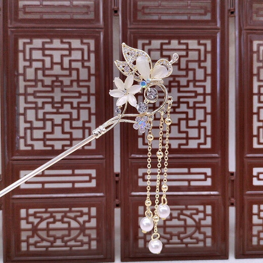 Dielianhua hairpin for girls, new Chinese style ancient style hairpin, cheongsam and headdress, step-shaking Hanfu hairpin, gift for girls, Dielianhua hairpin, gift box