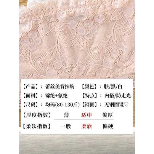 Mingyuegui tube top bra for women, anti-exposure, inner layer, lace, breathable, thin, one piece, strapless, black + white two-piece, one size fits all (suitable for 80-120 Jin Jin equals 0.5 kg)