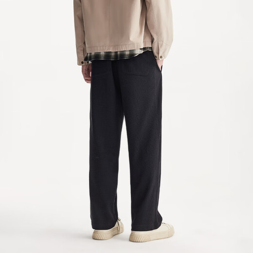 JACK&JONES 25th Autumn Pants Men's Casual Pants Waffle Straight Men's Pants Loose Sports Pants Simple Sweatshirt Trousers E43 Pure Black 33 180