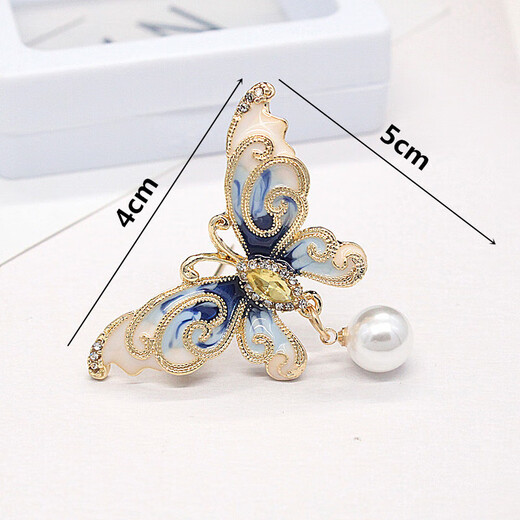 Enamel hand-painted retro literary graceful rhinestone national style butterfly brooch cheongsam coat brooch brooch blue butterfly