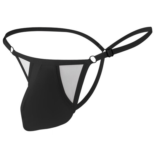 Men's thong sexy underwear men's ice silk breathable no-take-off large bag adjustable fitness muscle male 0 black L /XL (suitable for weight 70-90kg)