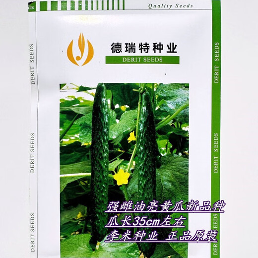 Strong female bright cucumber new variety seeds Tianjin De Ruite Del No. 7 green skin green flesh cucumber 2 bags Del No. 7 500 capsules