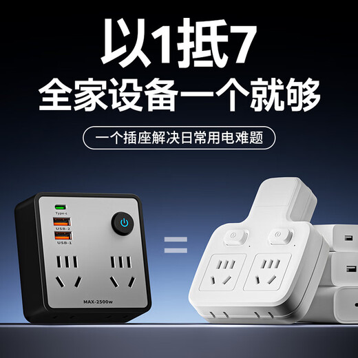 Factory direct outlet socket converter Xiaomi's same multi-functional USB charging plug-in board for home office 86 wireless one-to-multi-purpose plug-in board conversion plug white surface 86 USB+type-c version