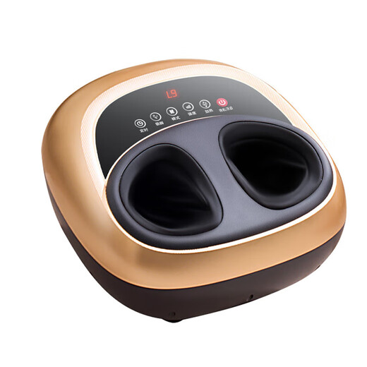 AUX foot massager, foot therapy, fully automatic hot compress and kneading, birthday gift, gift-giving artifact for parents, parents, elders, home appliance massager, physical therapy, good quality, fully equipped with gray, breathing air bag + 6-button LCD screen + 9 techniques + sole pressure