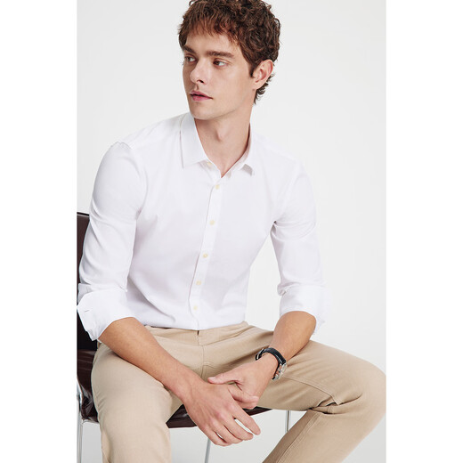 Navikel Итальянская мужская рубашка для лодок DP без утюга белая рубашка с длинными рукавами 1333002161 отбеленная L/40