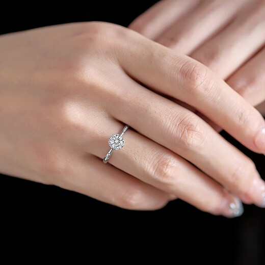 AVHE 18K gold PT950 platinum cultured diamond six-claw art ladies ring asking for wedding gift Chinese Valentine's Day IGI certificate platinum diamond ring + 1 carat diamond (D/VVS/3EX/N)