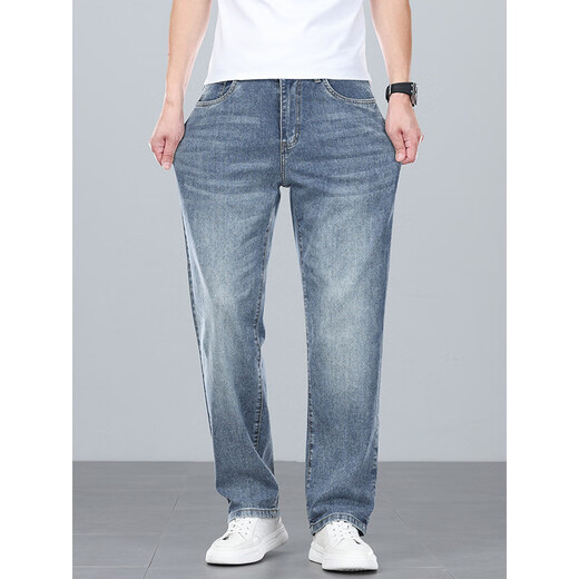 LEE KIDS men's light business loose straight jeans lightweight and breathable elastic cotton and ammonia blend light luxury easy-to-maintain casual pants J9901 light blue 28 (2 feet 1)100Jin [Jin equals 0.5 kg]
