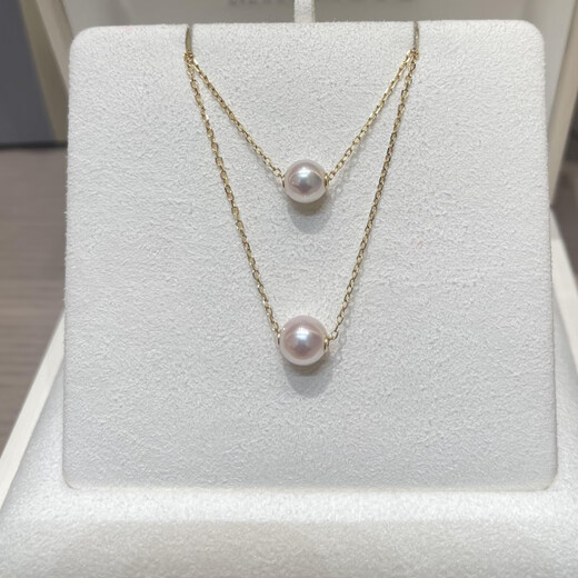 Cipu Japanese akoya natural seawater pearl necklace Passepartout pendant heavenly grade perfect round aurora flawless single 8-9mm silver chain