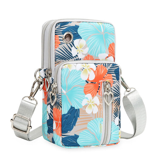 Mobile Phone Bag Women's Crossbody Mini Small Bag Arm Bag Summer Cloth Mobile Phone Bag Vertical Hanging Neck Portable Wrist Coin Purse Tropical Style