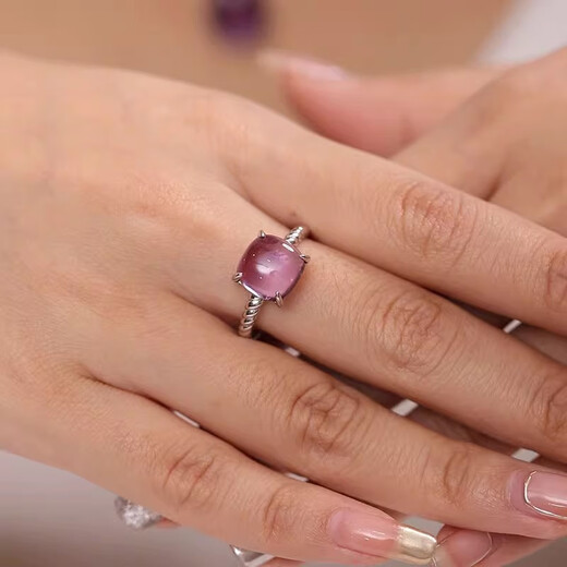 GEM STONE KING 4.42 carat amethyst ring 925 silver new light luxury niche retro ring as a birthday gift for mom, US No. 7
